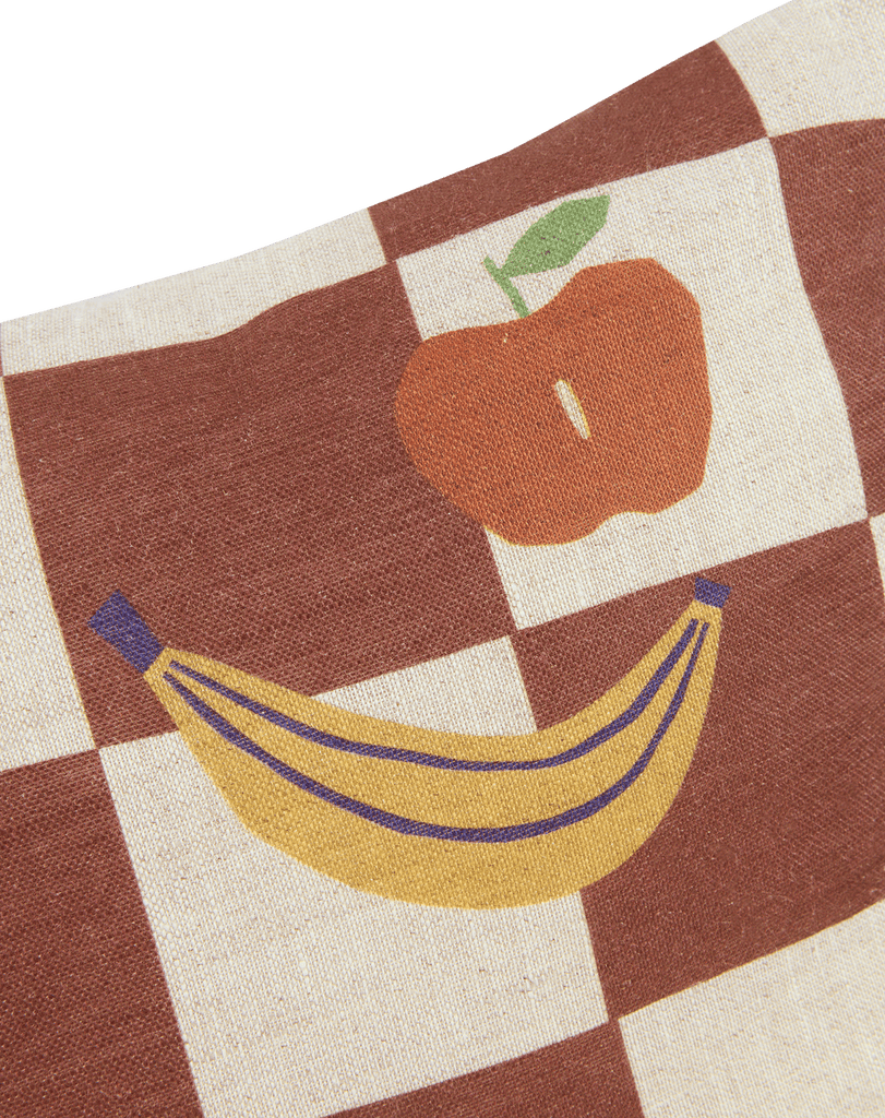 Coussin Rectangulaire Maroon Checks Fruits - Nobodinoz