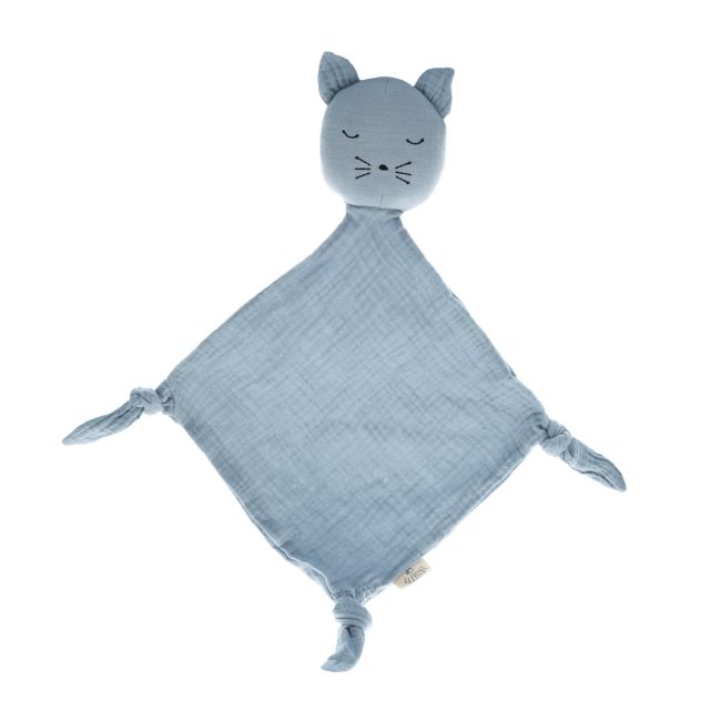 Doudou Chat Bleu Gris Perle - Frisette