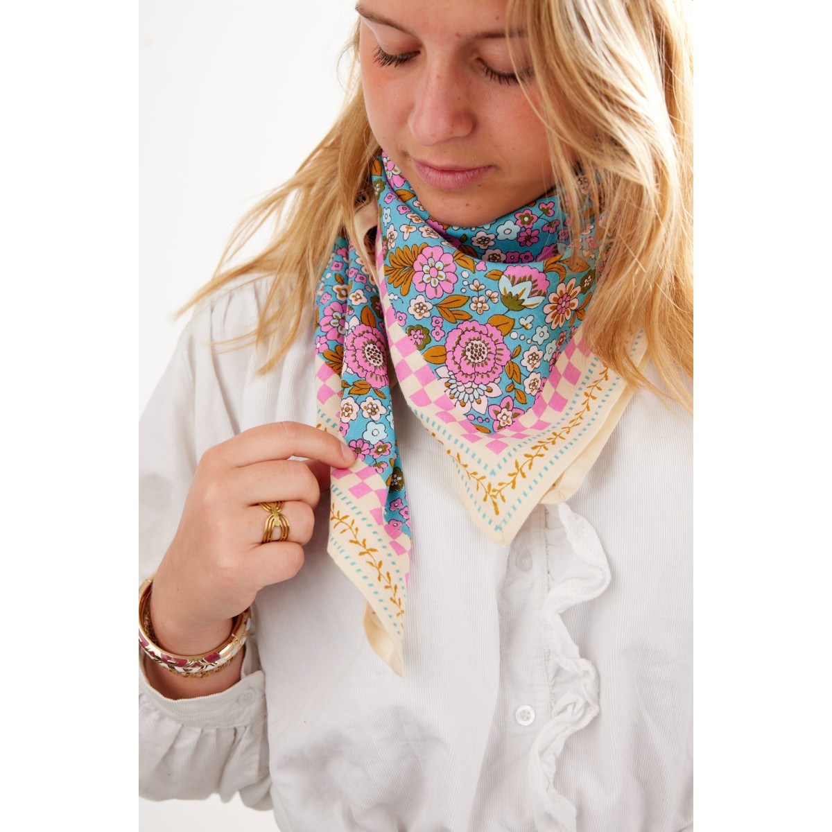 Grand Foulard Amaia Turquoise - Bonheur du Jour