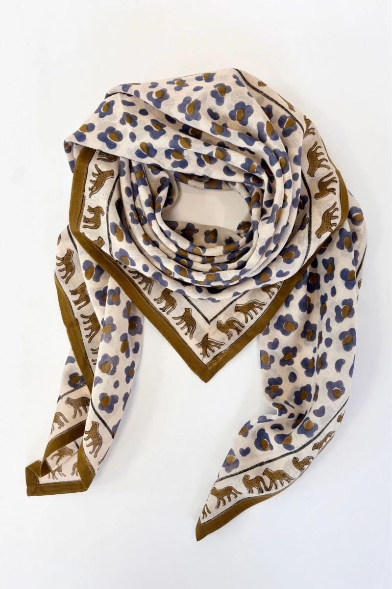 Foulard Dupatta Léopard Macadamia - Apaches Collections