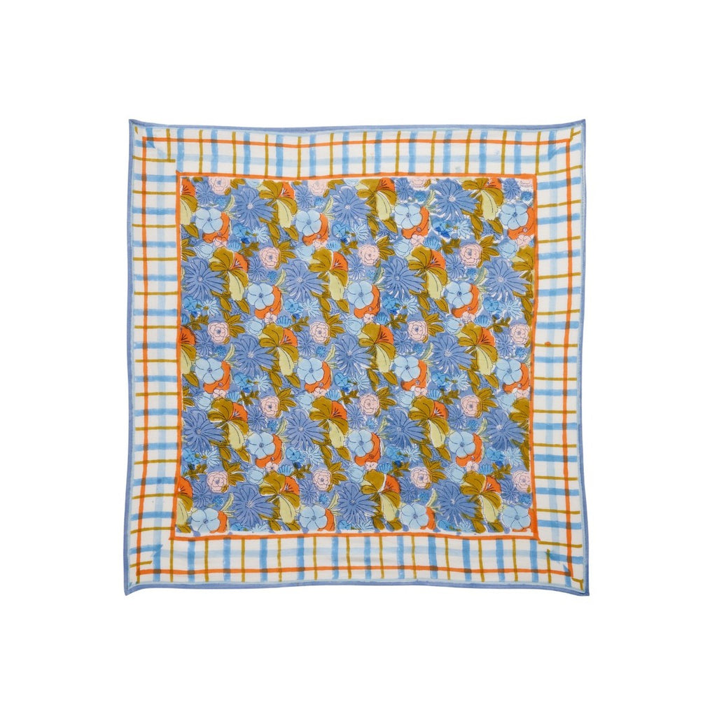 Petit Foulard Indien Magic Garden Pervenche - Bonheur du Jour