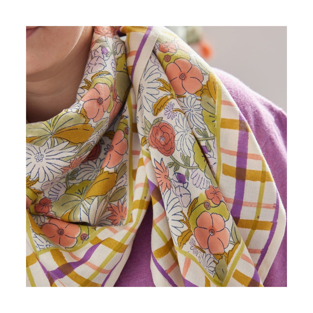 Petit Foulard Indien Magic Garden Violine - Bonheur du Jour