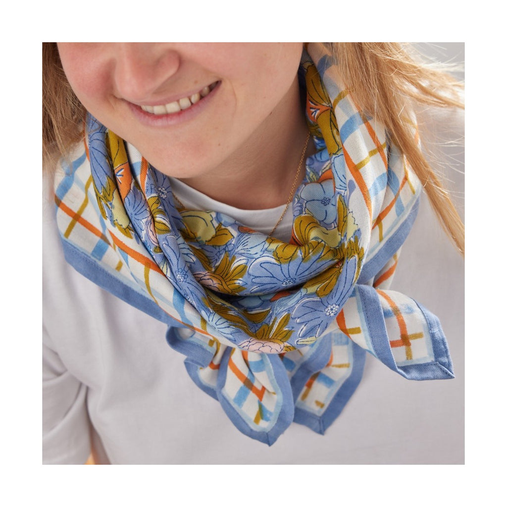 Foulard Indien Magic Garden Pervenche - Bonheur du Jour