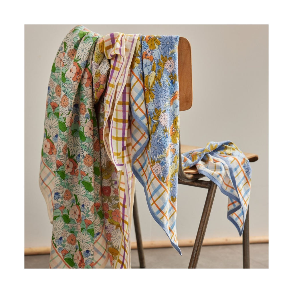 Foulard Indien Magic Garden Pervenche - Bonheur du Jour