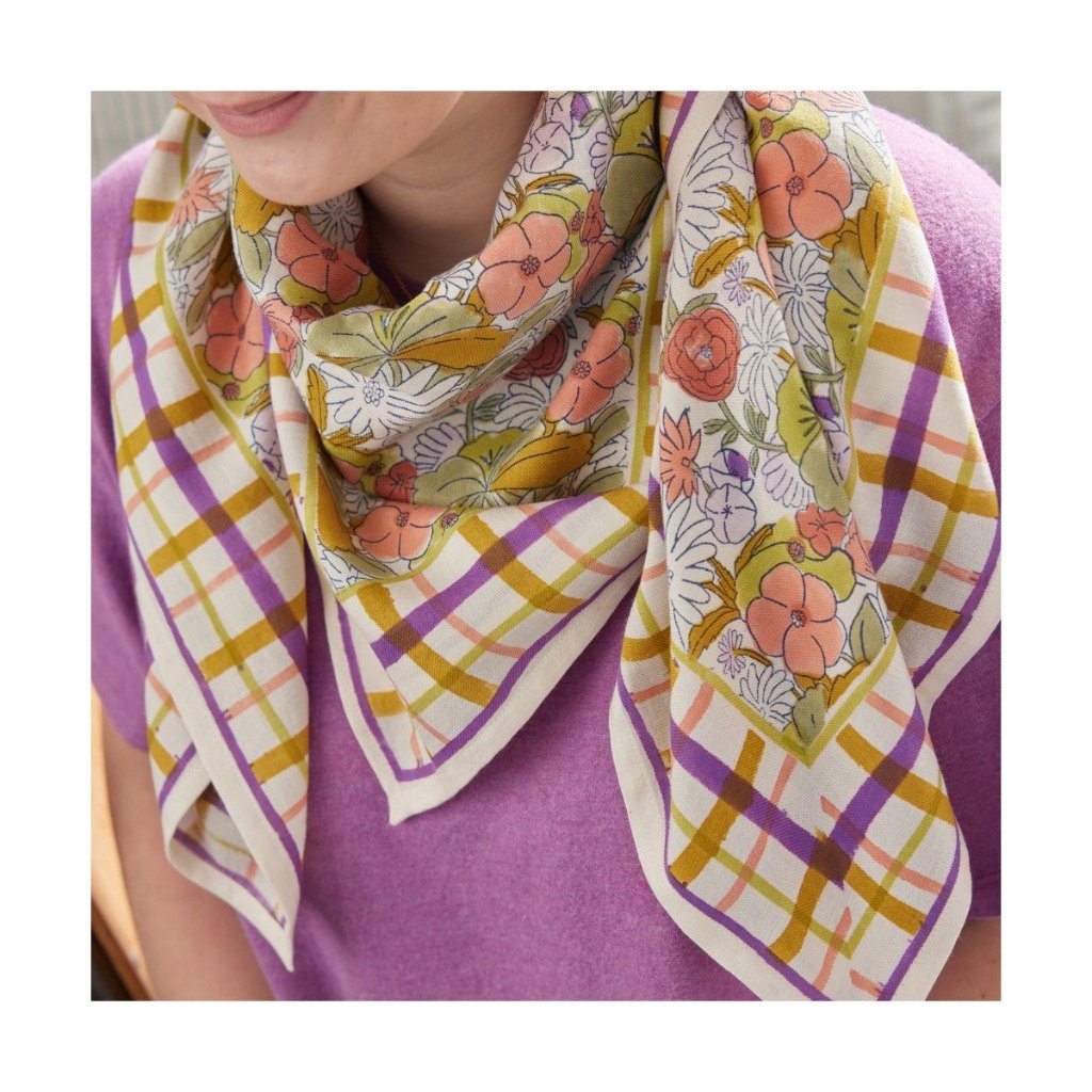 Foulard Indien Magic Garden Violine - Bonheur du Jour