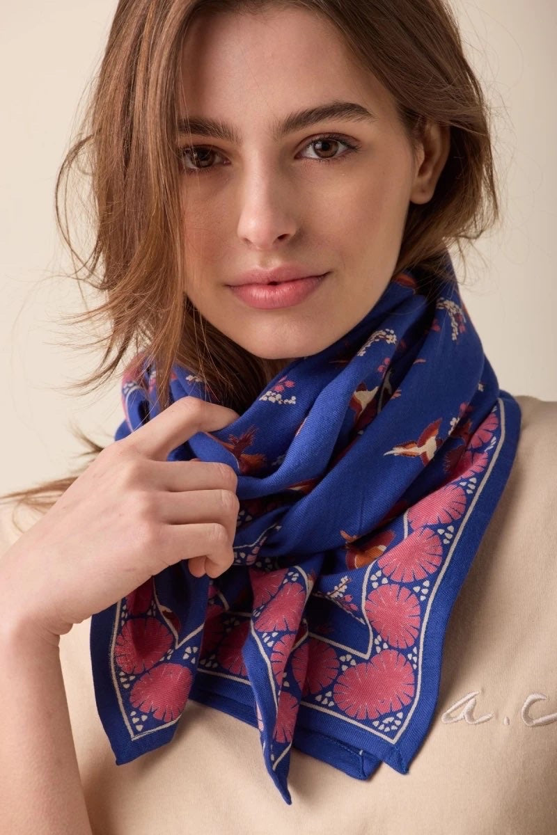 Foulard Latika Cerisier Bleu Royal - Apaches Collections