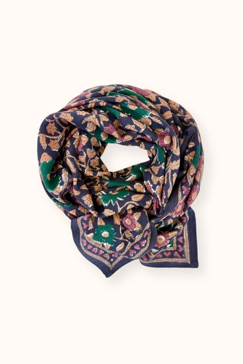 Foulard Latika Cœur Navy Forest - Apaches Collections