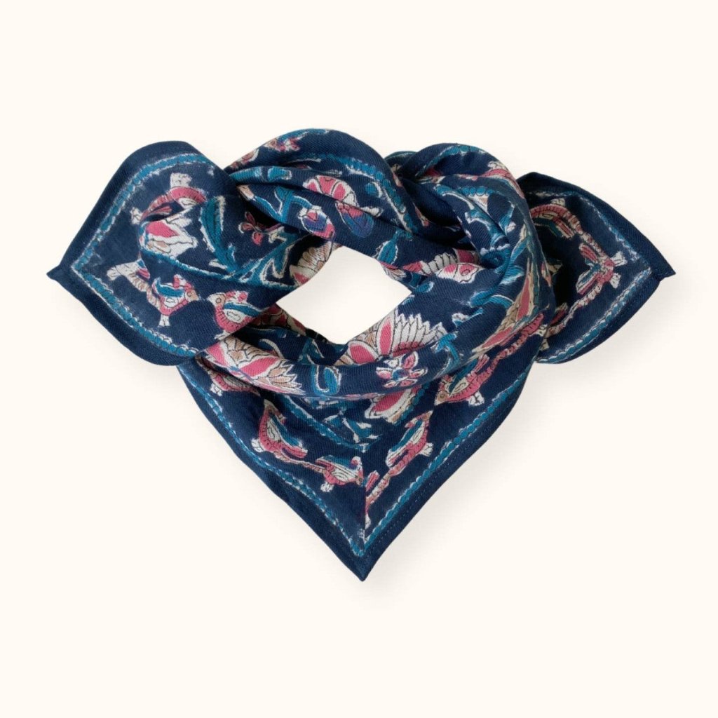 Foulard Manika Bird Céleste - Apaches Collections