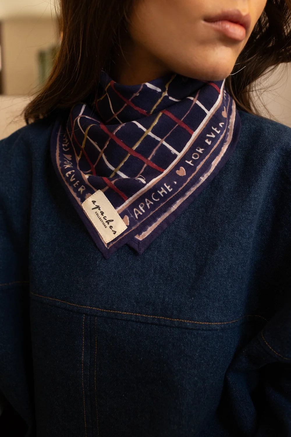 Foulard Manika Cahier Indigo - Apaches Collections