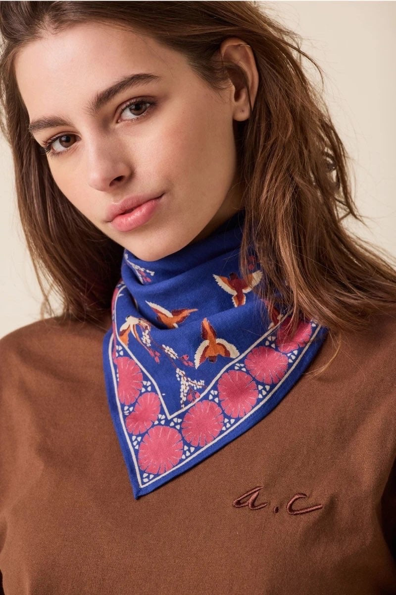 Foulard Manika Cerisier Bleu Royal - Apaches Collections