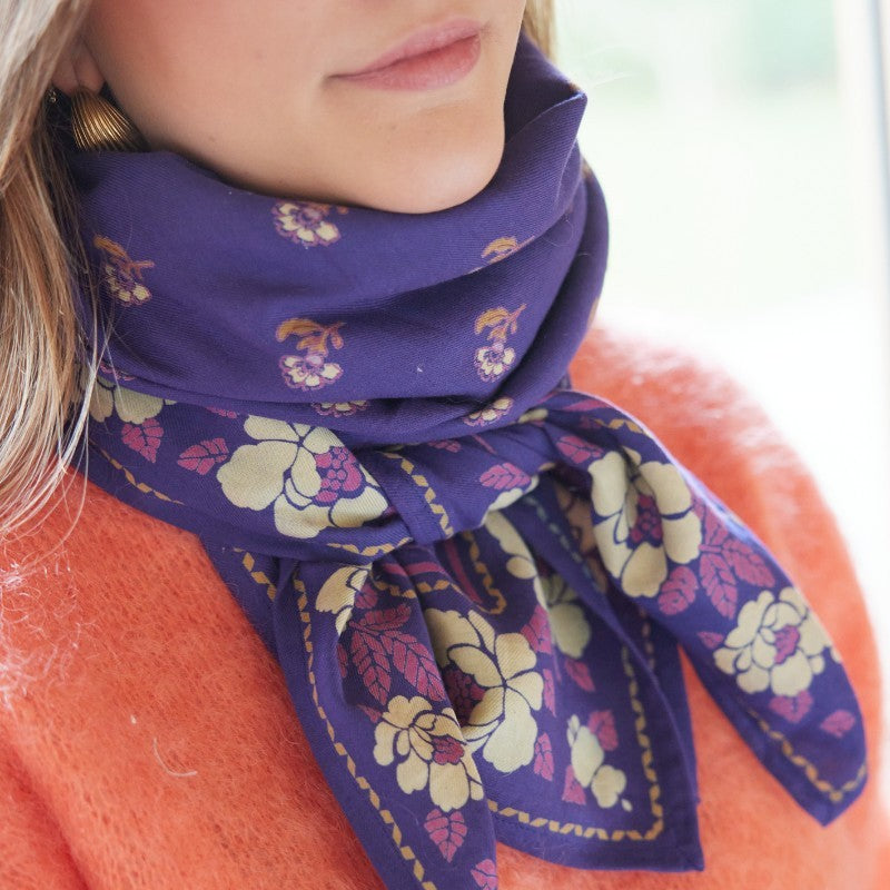 Grand Foulard Nur Violine Indigo - Bonheur du Jour