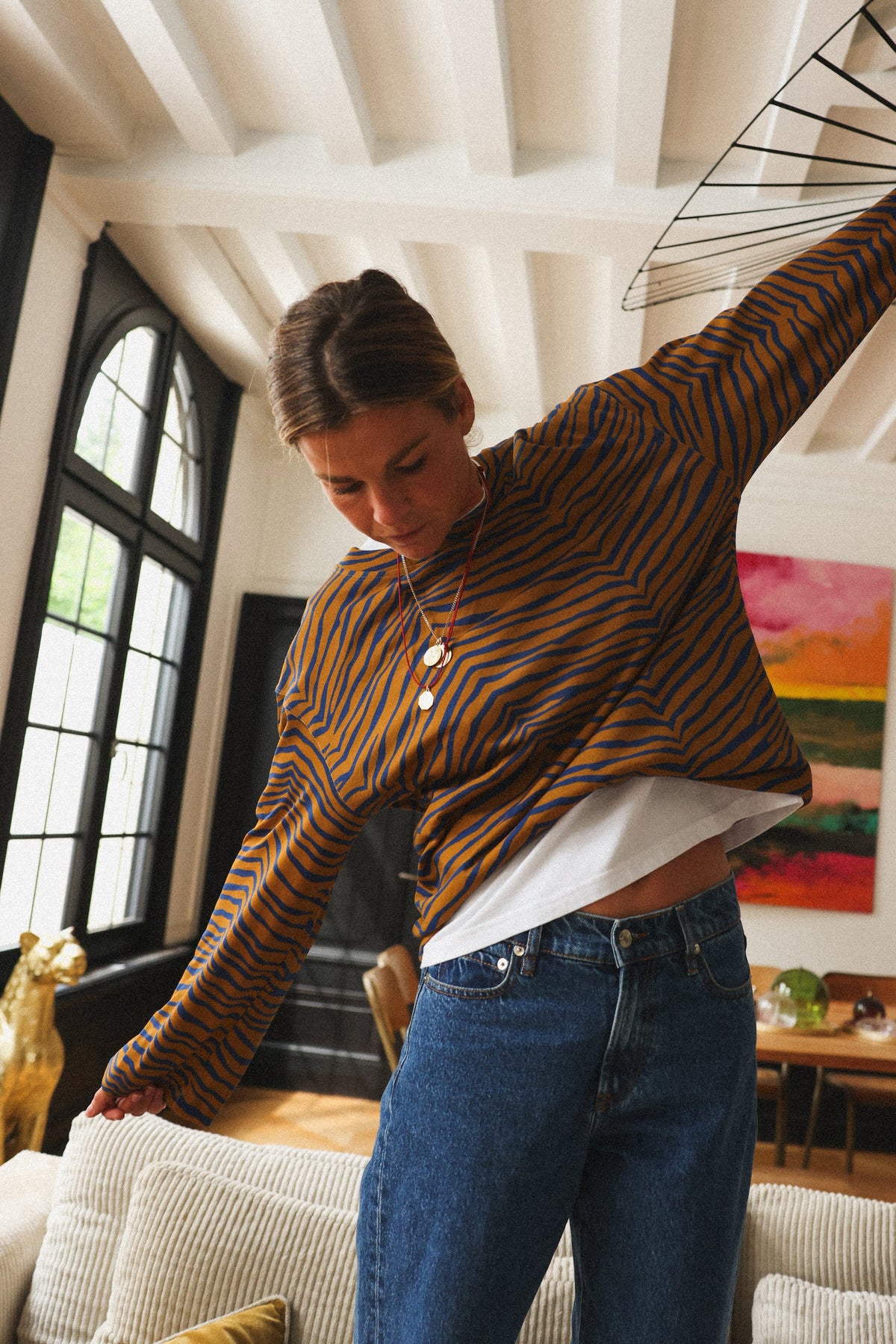 Tee-Shirt Marco Tigre Camel / Bleu - Hortense