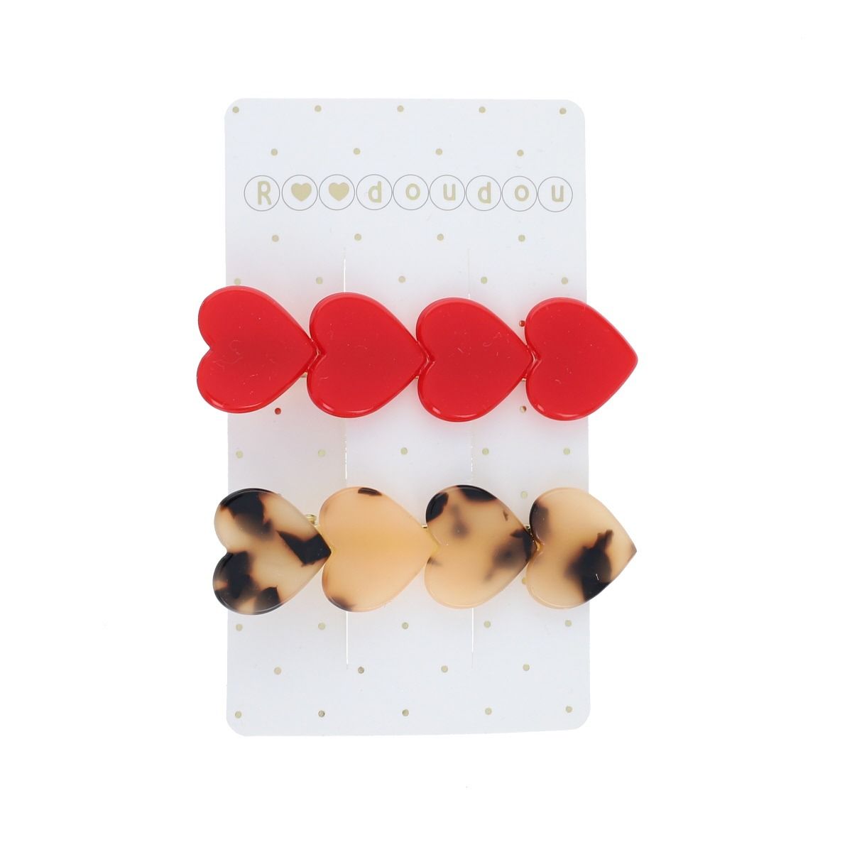 Lot de 2 Barrettes Cœurs Rouge et Léopard - Petit Toi