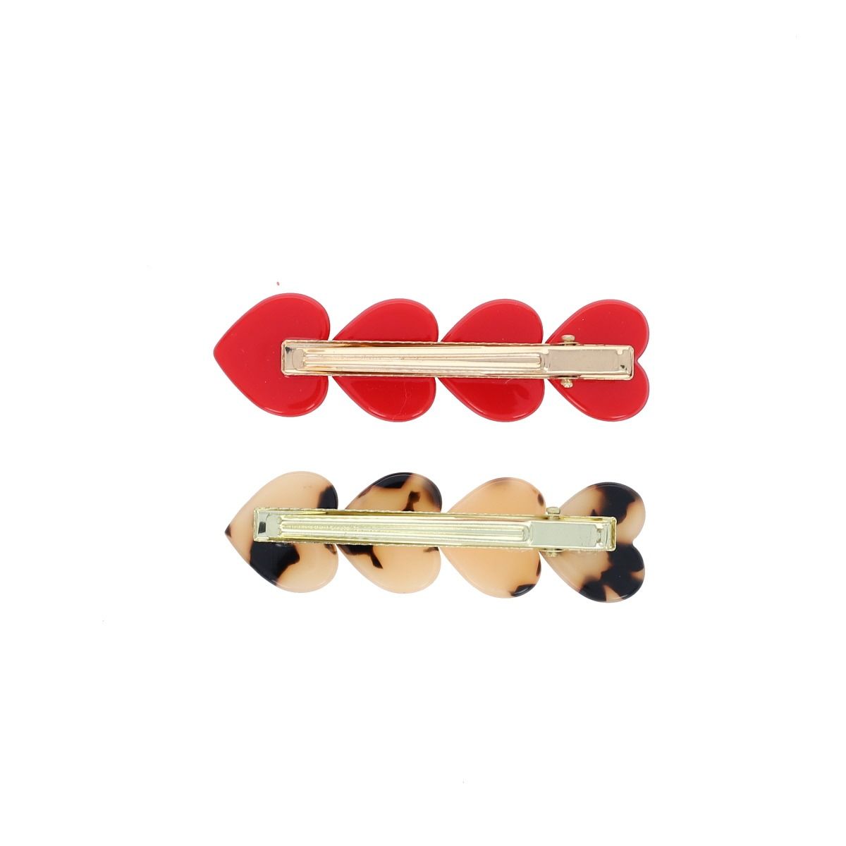 Lot de 2 Barrettes Cœurs Rouge et Léopard - Petit Toi