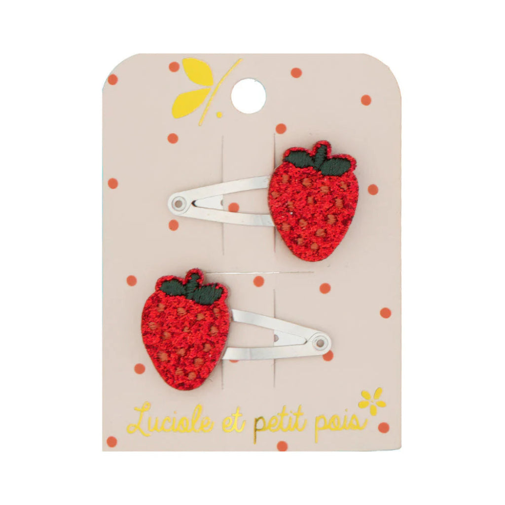 Duo Mini Barrettes Fraises - Luciole et Petit Pois