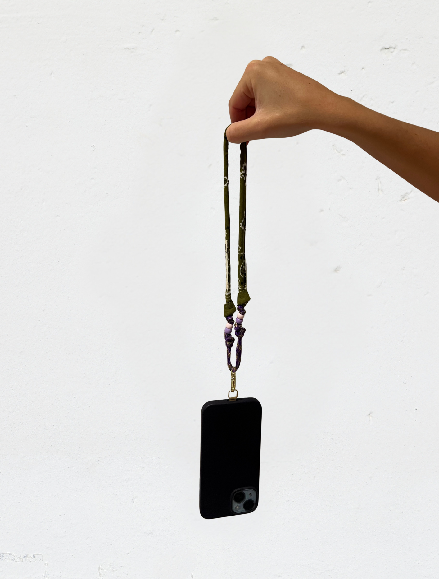 Mini Cordon de Téléphone Vert Olive - Maison Saussure