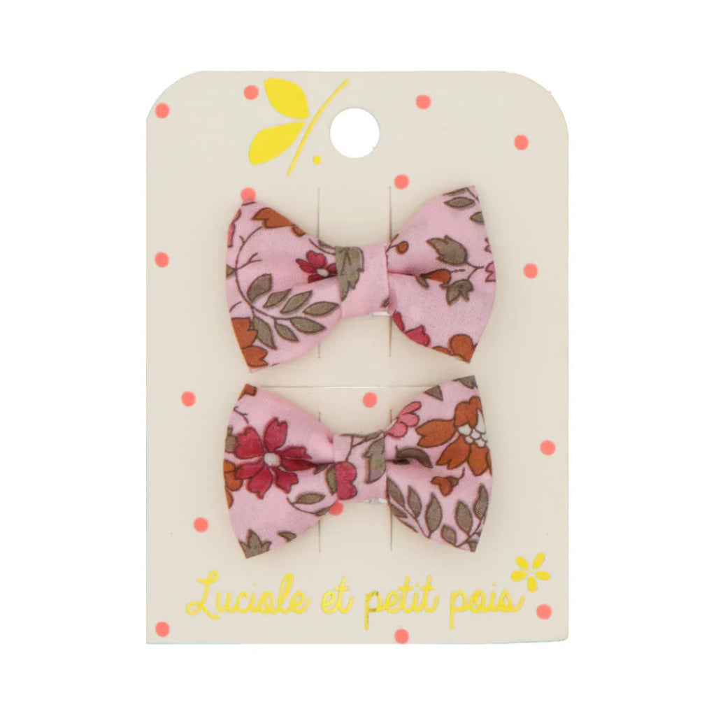 Duo Mini Barrettes Nœud Rose Buvard - Luciole et Petit Pois