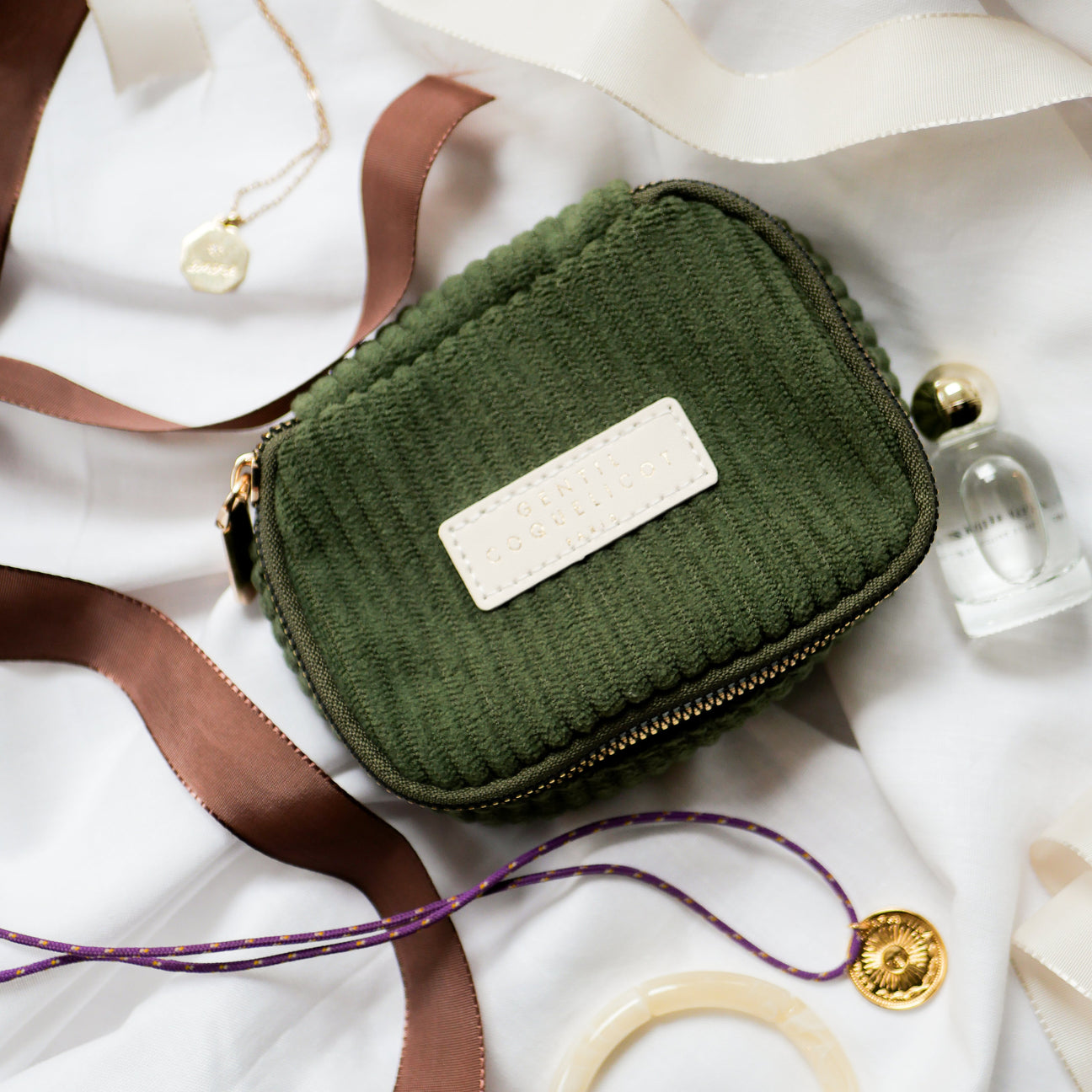 Mini Trousse à Bijoux Kaki - Gentil Coquelicot