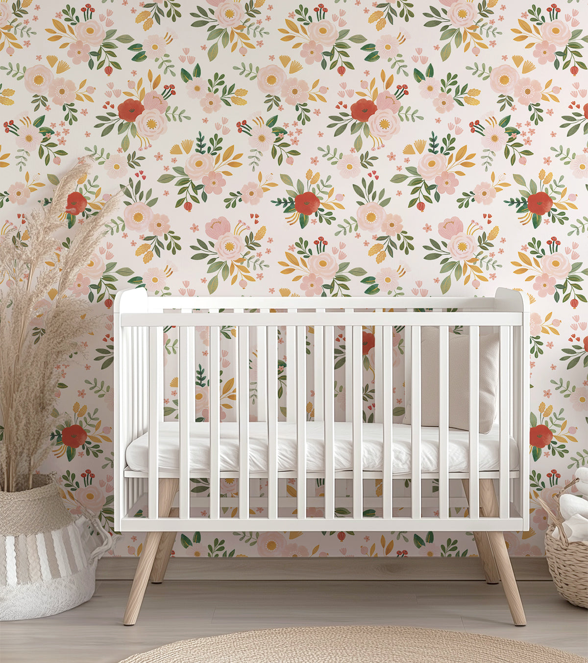 Papier Peint Alysse Floral et Oiseaux - Lilipinso