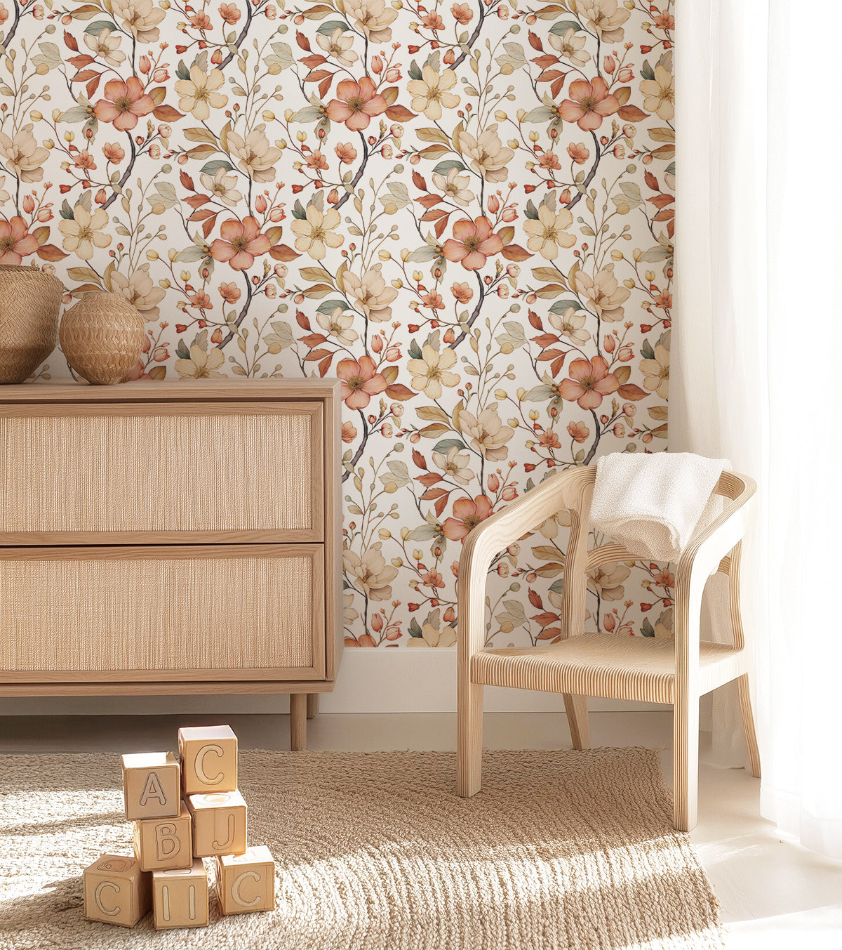 Papier Peint Louison Fleurs Nostalgique - Lilipinso