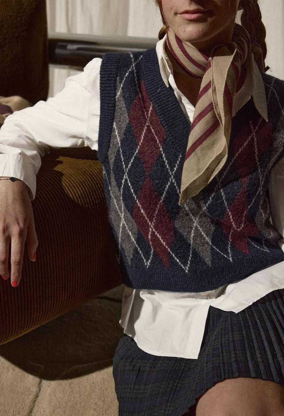 Petit Foulard en Laine Tourmaline Bordeaux - Gabrielle Paris