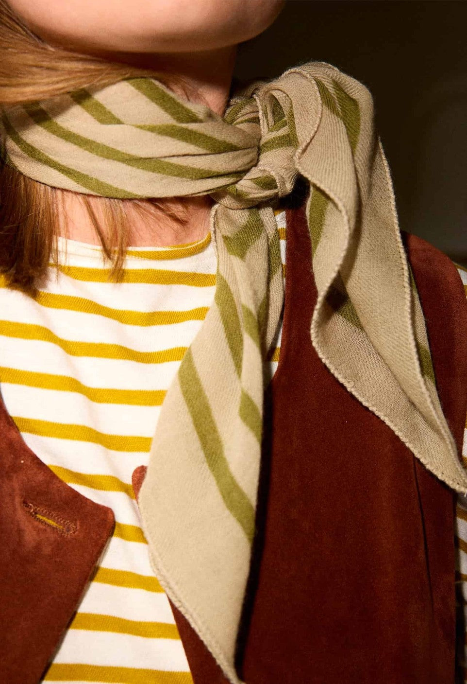 Petit Foulard en Laine Tourmaline Kaki - Gabrielle Paris