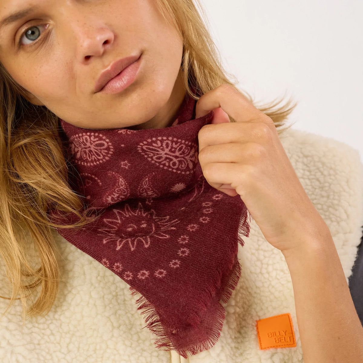 Petit Foulard en Laine Alice Bordeaux - Billybelt