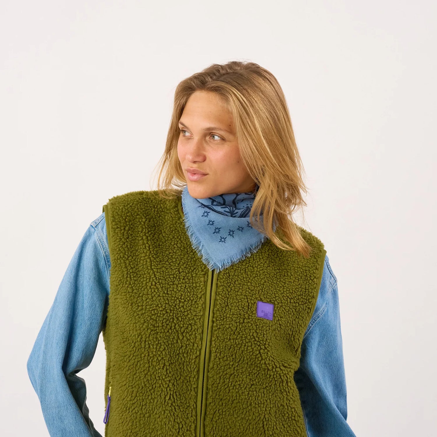 Petit Foulard en Laine Sacha Bleu - Billybelt