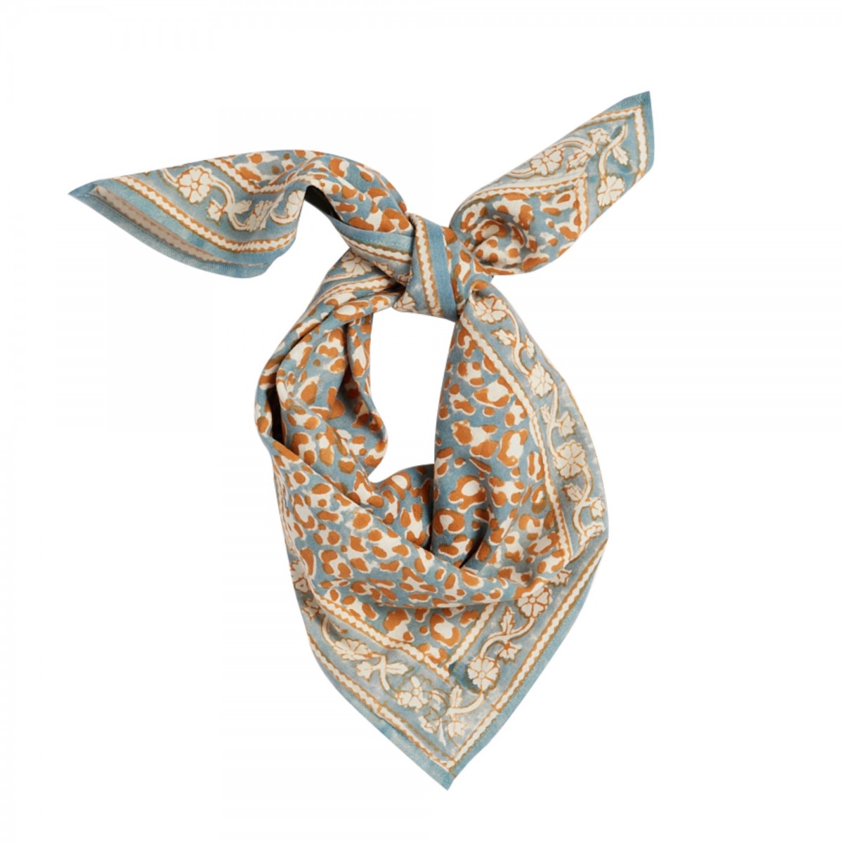 Petit Foulard Leopard Blue - Bonheur du Jour
