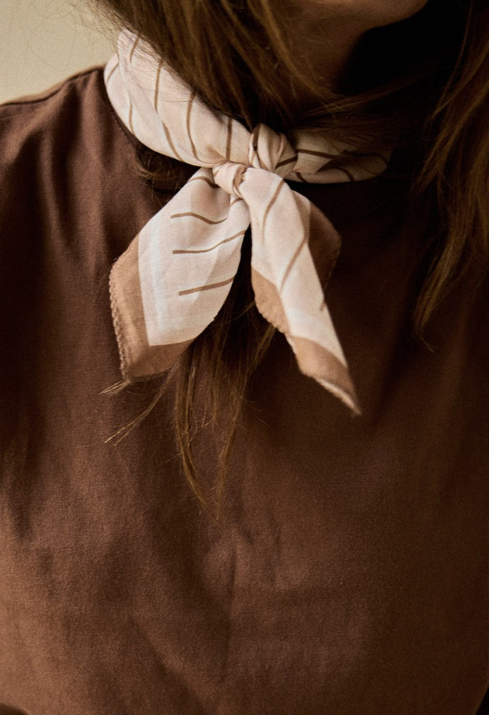 Petit Foulard Rayures Crème - Gabrielle Paris