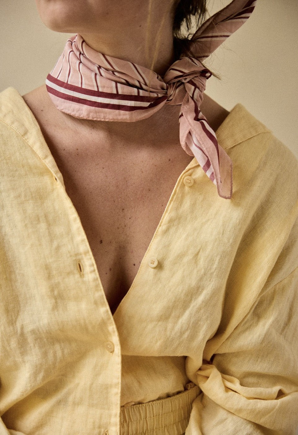 Petit Foulard Rayures Vermillon - Gabrielle Paris