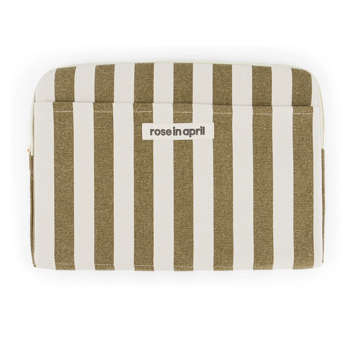Pochette Ordinateur Octave Rayé Olive Greige - Rose In April