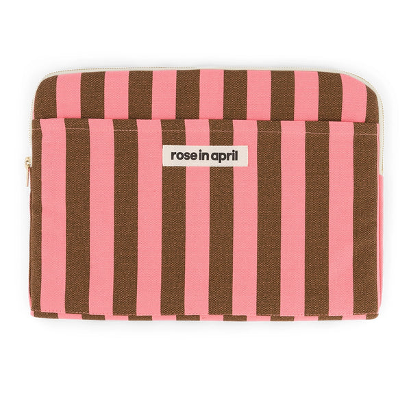 Pochette Ordinateur Octave Rayures Funky Pink / Olive - Rose In April
