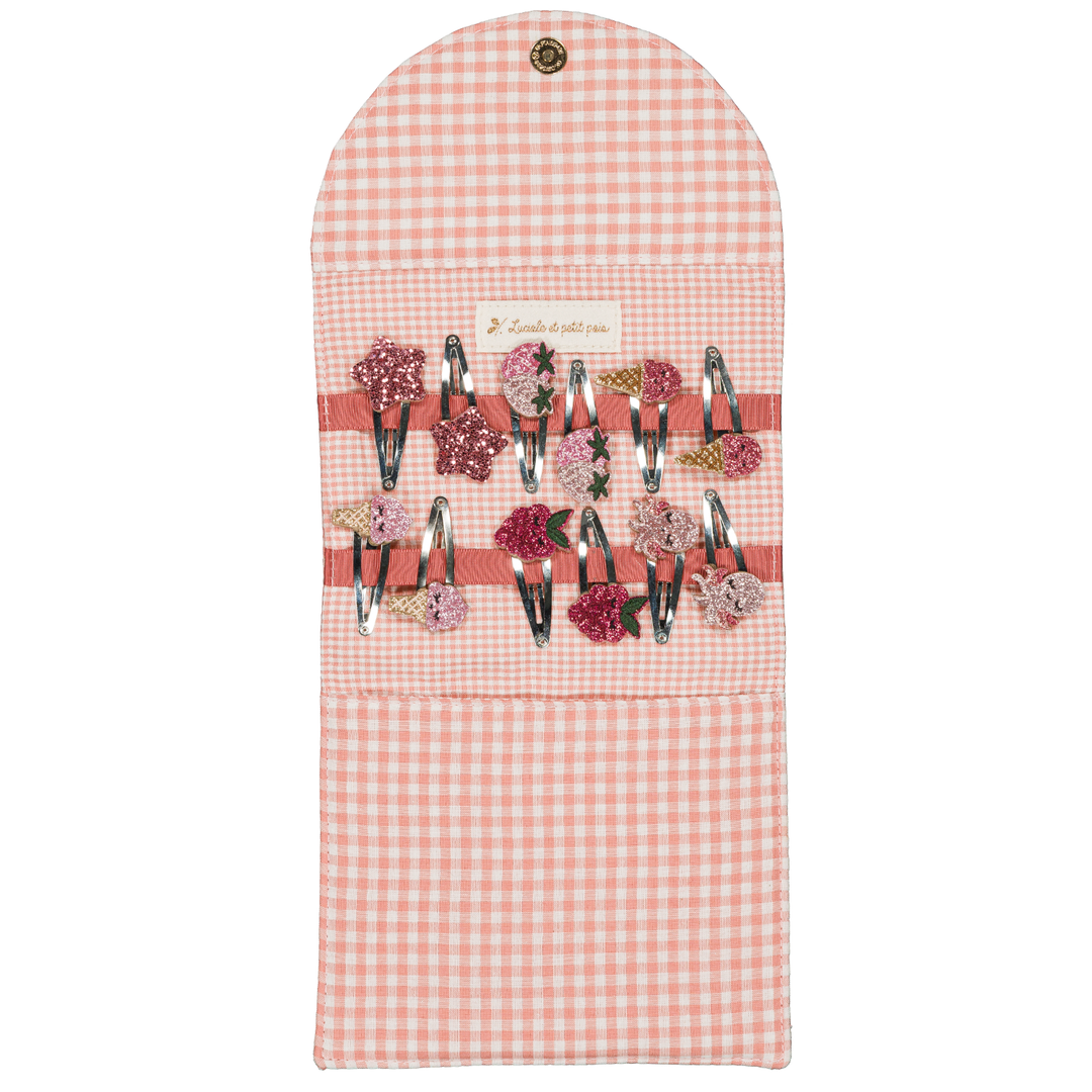 Pochette Porte-Barrettes Cerise - Luciole et Petit Pois