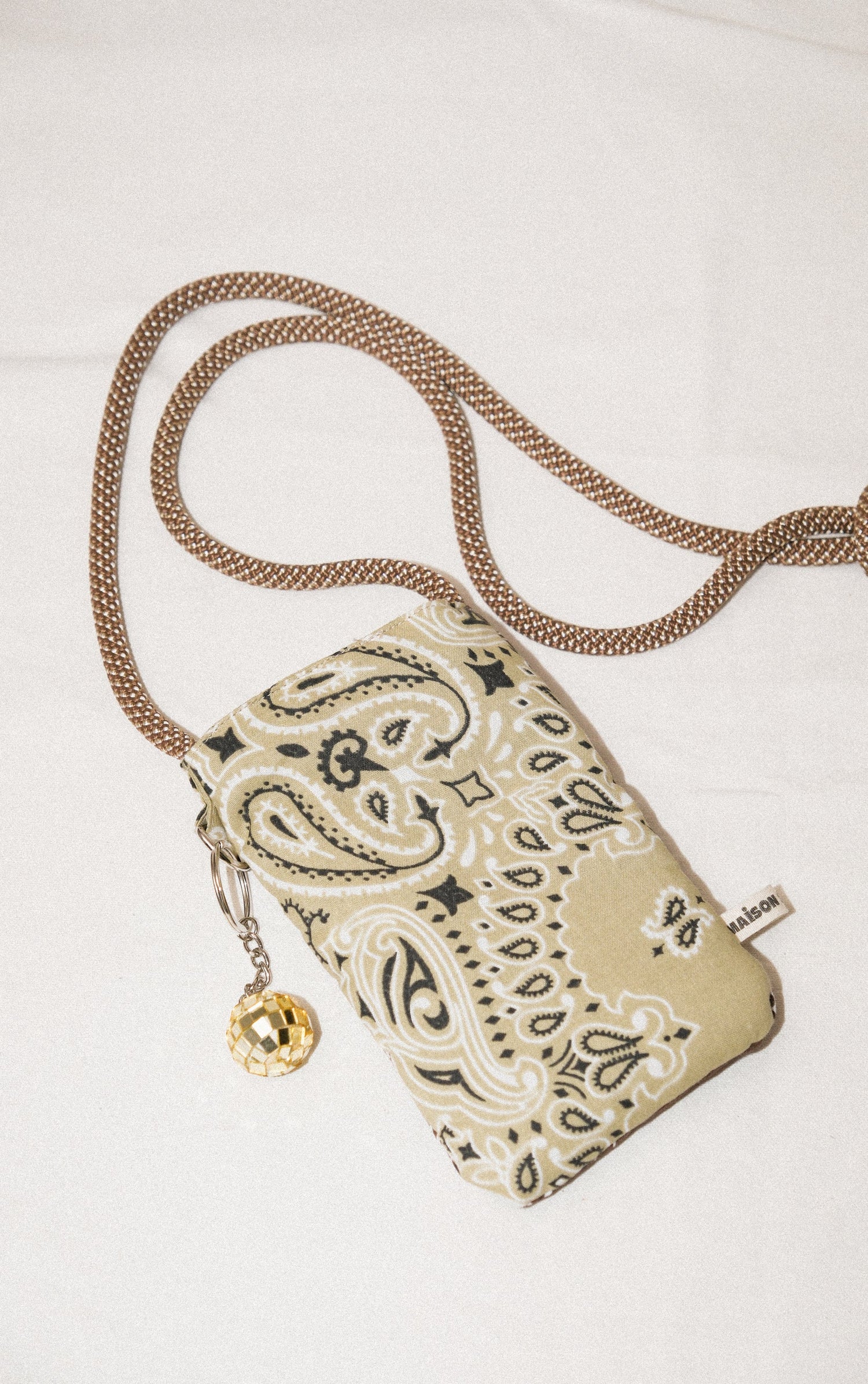 Pochette Porte-Téléphone Beige / Chocolat - Maison Saussure