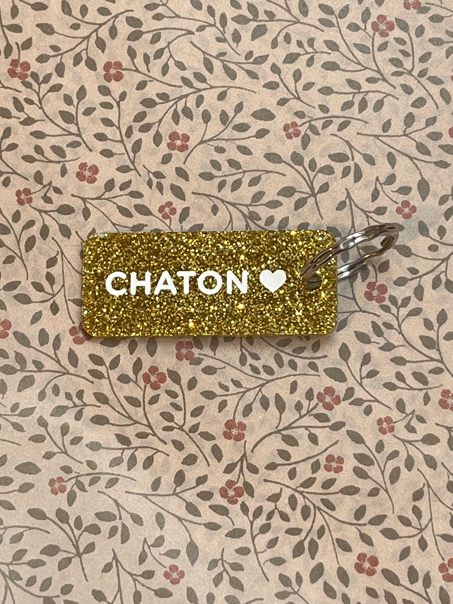 Porte-Clés Paillettes "Chaton" Or - Plus de Love