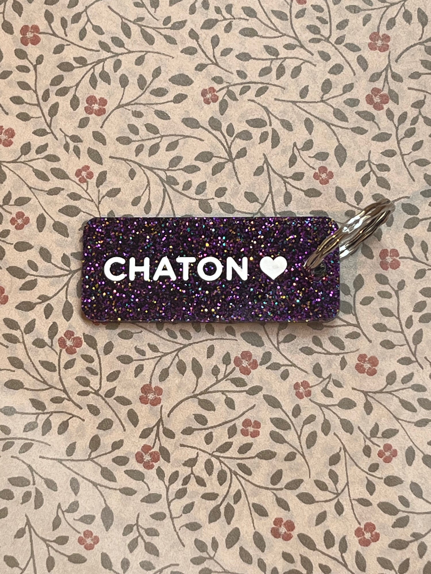 Porte-Clés à Paillettes "Chaton" Violet - Plus de Love