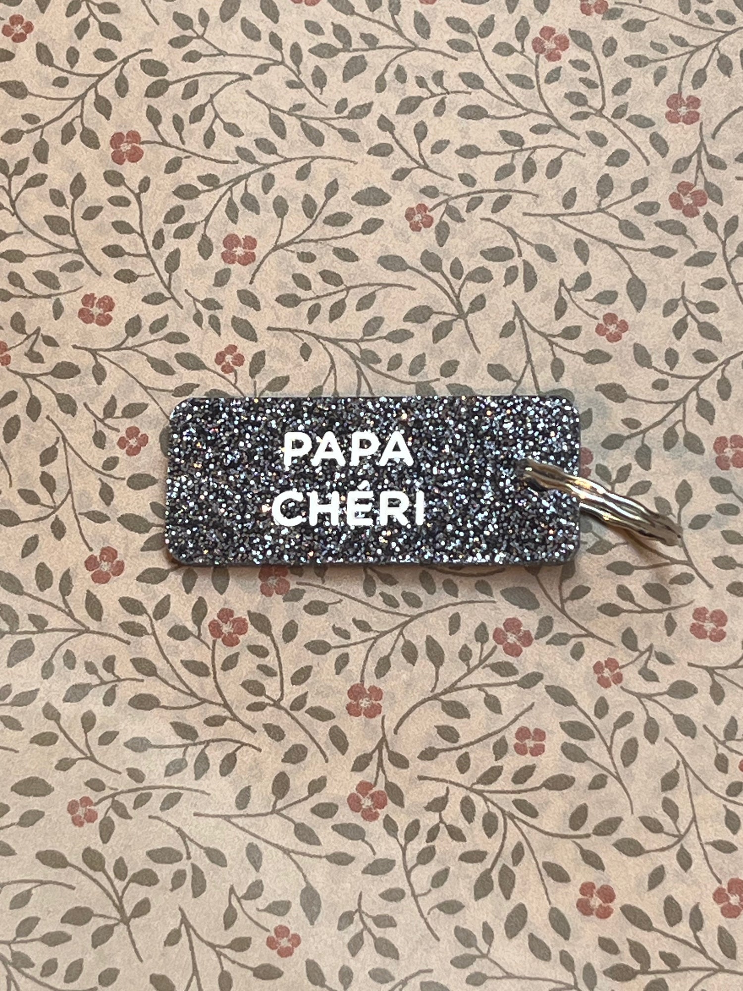 Porte-Clés Paillettes "Papa Chéri" Noir - Plus de Love