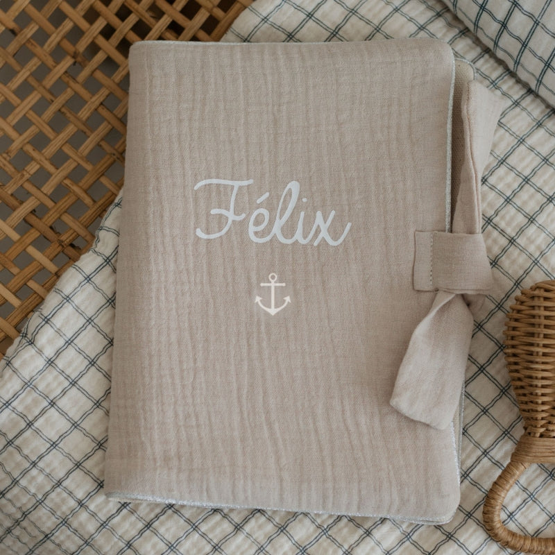 Protège Carnet de Santé Personnalisable Double Gaze Beige - Oh La La Paris