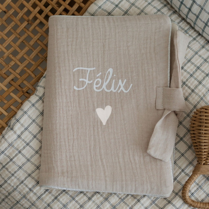 Protège Carnet de Santé Personnalisable Double Gaze Beige - Oh La La Paris