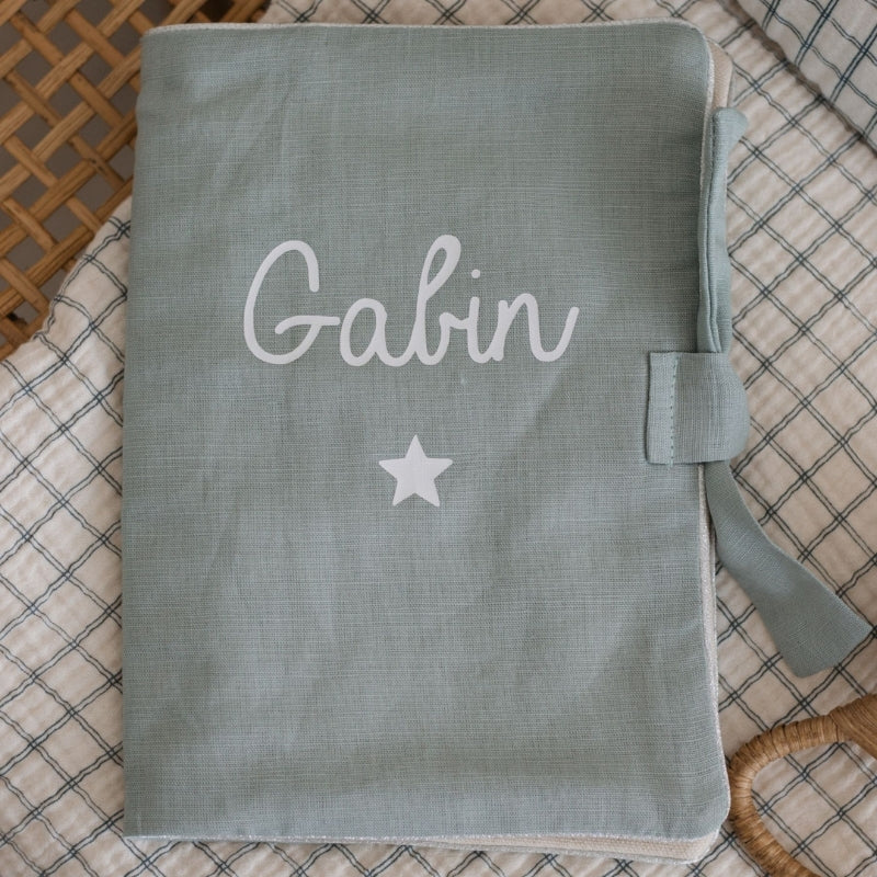 Protège Carnet de Santé Personnalisable Lin Menthe - Oh La La Paris