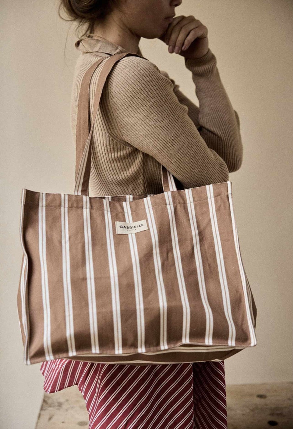 Sac 24h Rayures Noisette - Gabrielle Paris