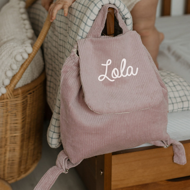 Sac à Dos Personnalisable Velours Côtelé Lila - Oh La La Paris