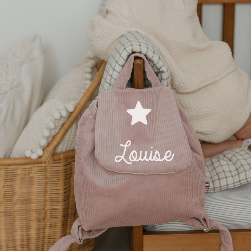 Sac à Dos Personnalisable Velours Côtelé Lila - Oh La La Paris