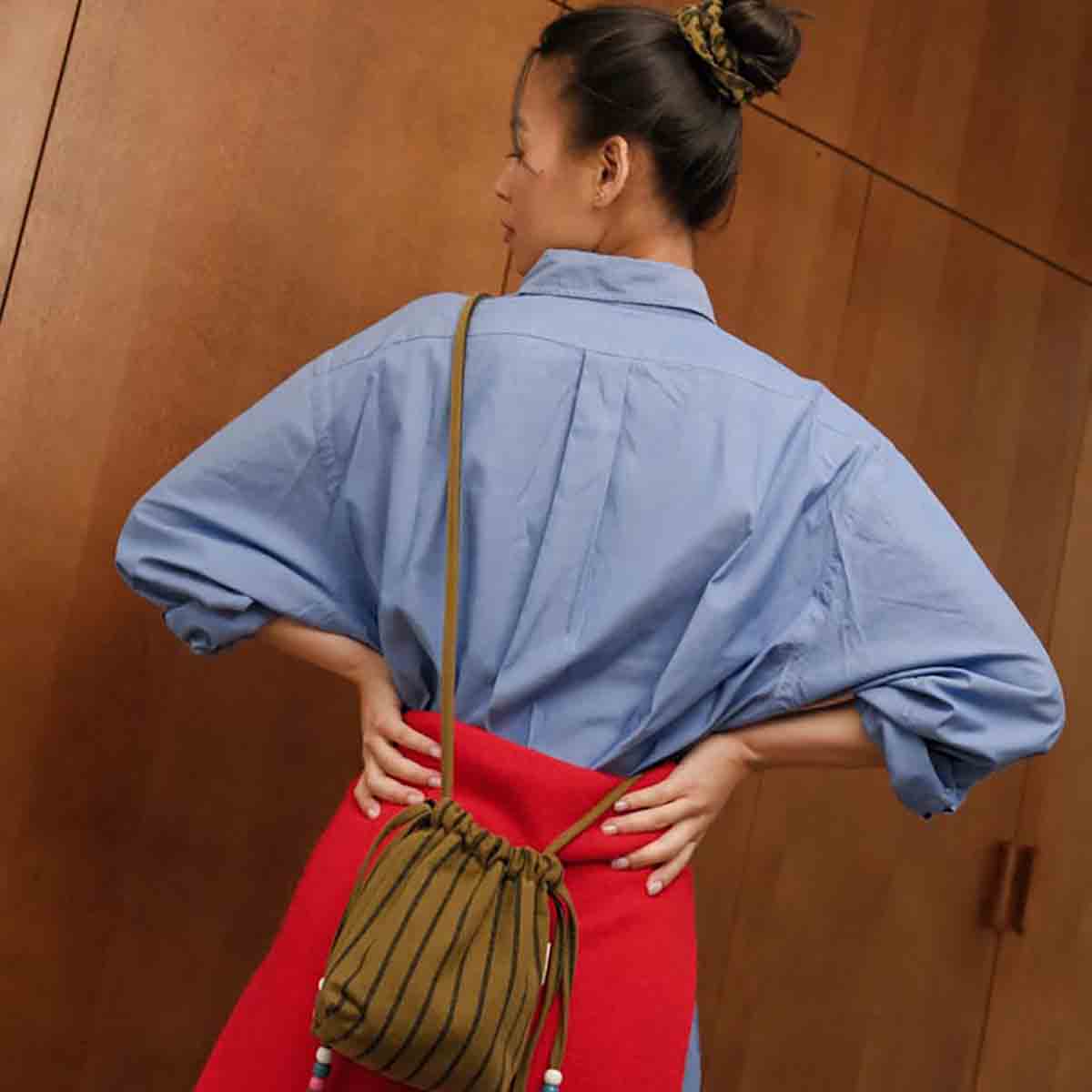 Sac Billie Rayures Tennis Olive - Rose In April