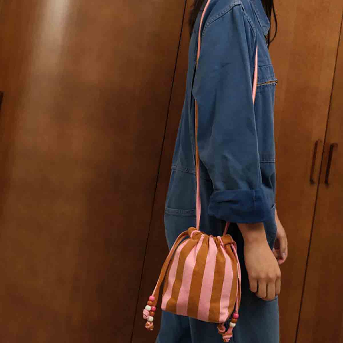 Sac Billie Rayures Strawberry / Caramel - Rose In April