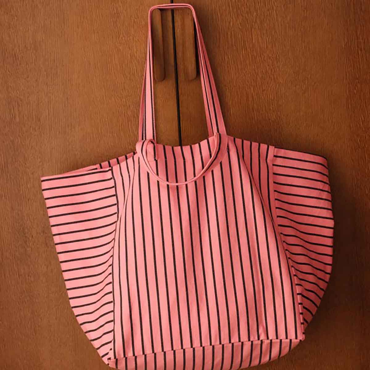 Sac Cabas Élisa Rayures Tennis Funky Pink - Rose In April