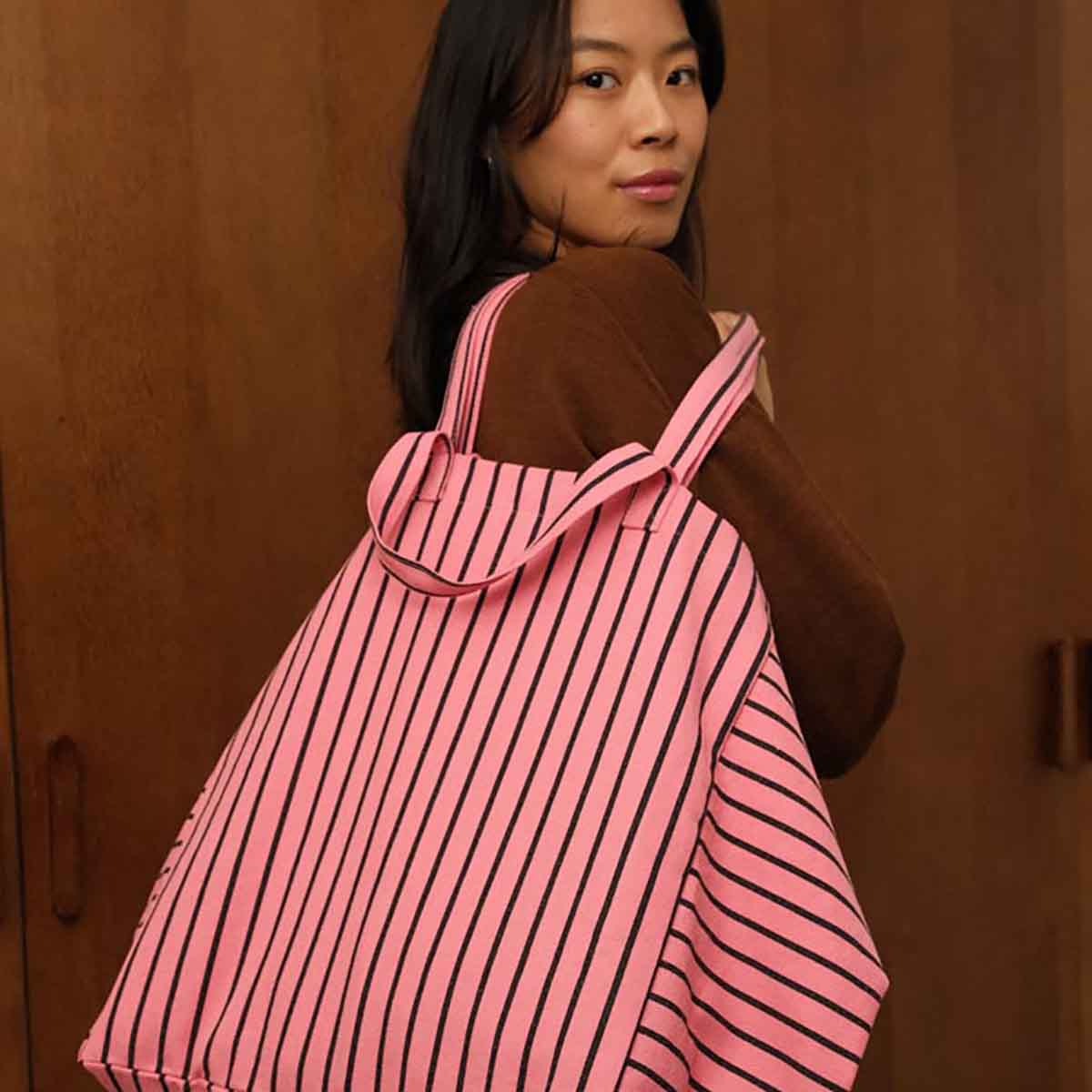 Sac Cabas Élisa Rayures Tennis Funky Pink - Rose In April