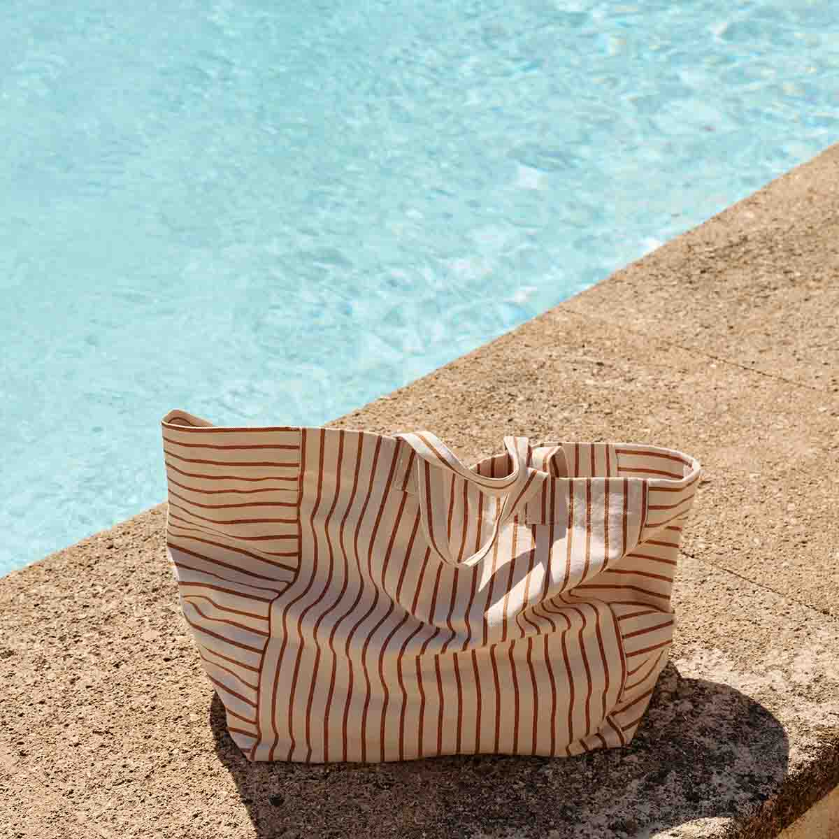 Sac Cabas Elisa Rayures Pecan / Greige - Rose In April