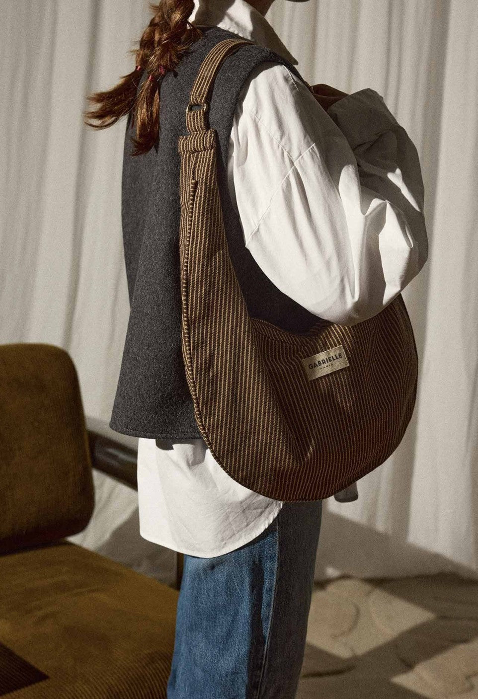 Sac Lune Rayures Café - Gabrielle Paris